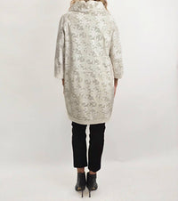 Blu Ice - Perforated Leather Puffed Collar Jacket