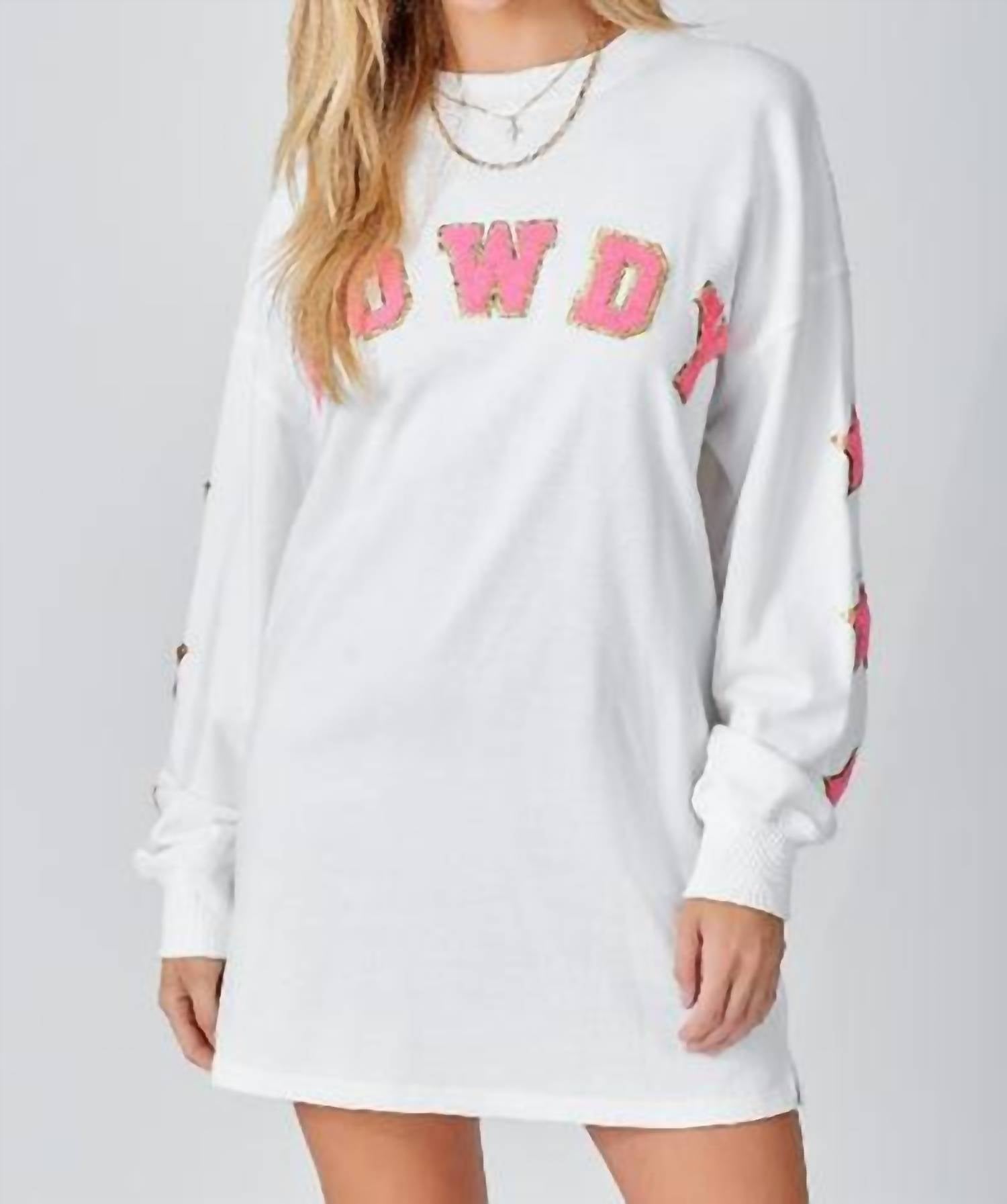 Baevely By Wellmade - Howdy Varsity Patch T-Shirt Dress