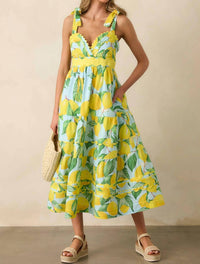 Prosperina Catarina Midi Dress in blue lemon - women's dress
