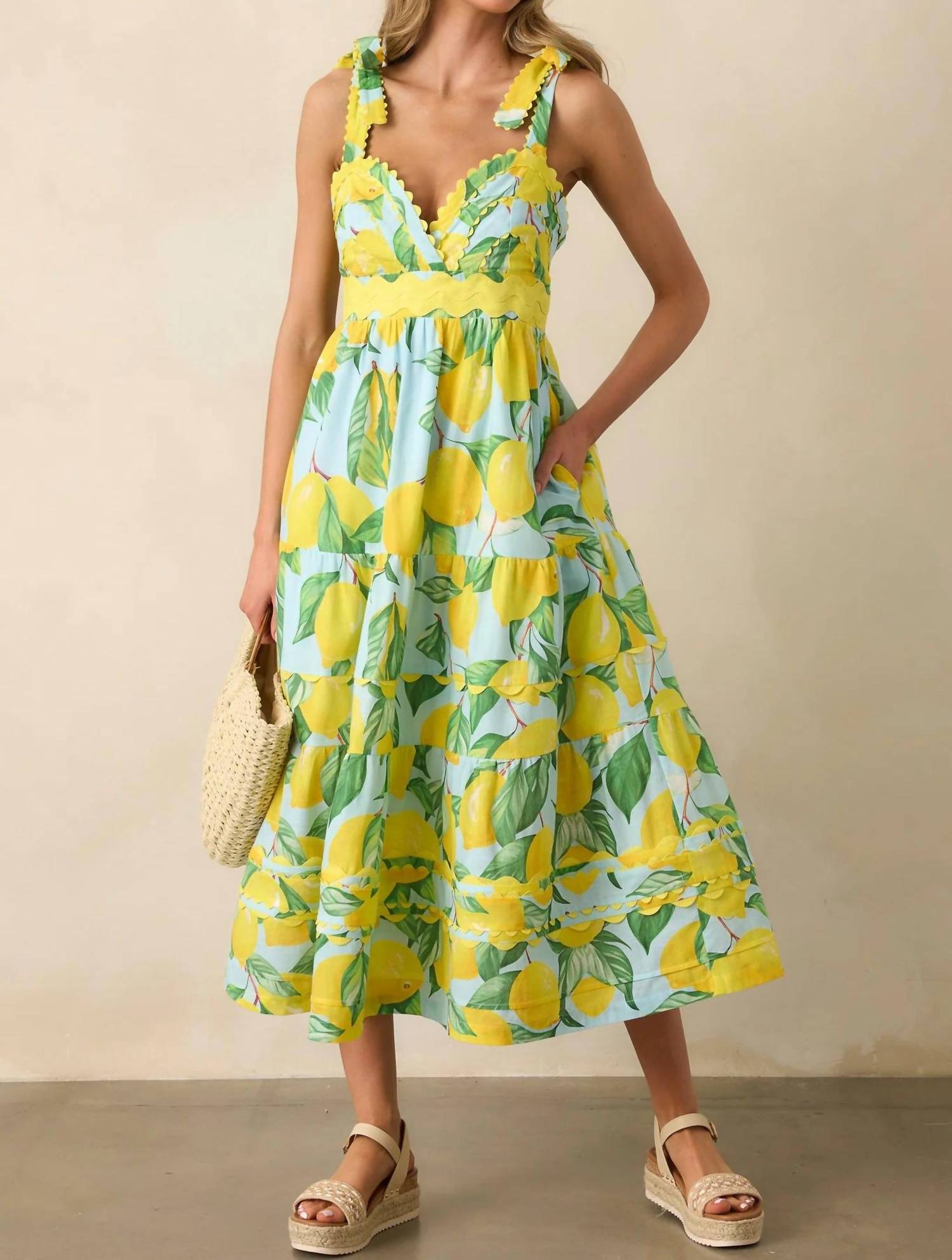 Prosperina Catarina Midi Dress in blue lemon - women's dress