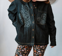 Antik Batik Eglantine Embroidered Jacket in indigo denim - women's jacket - alternate view