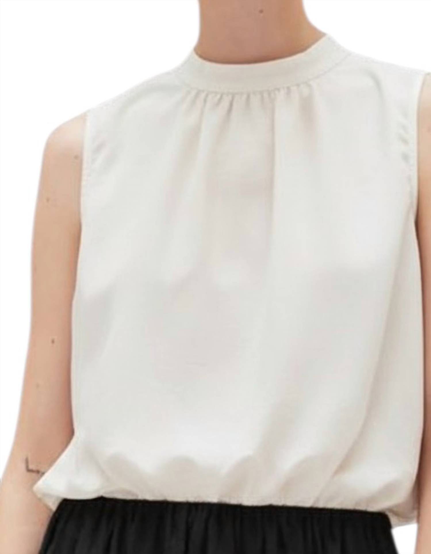 GRADE & GATHER Bubble Crop Top in off white - women's shirt - detail view