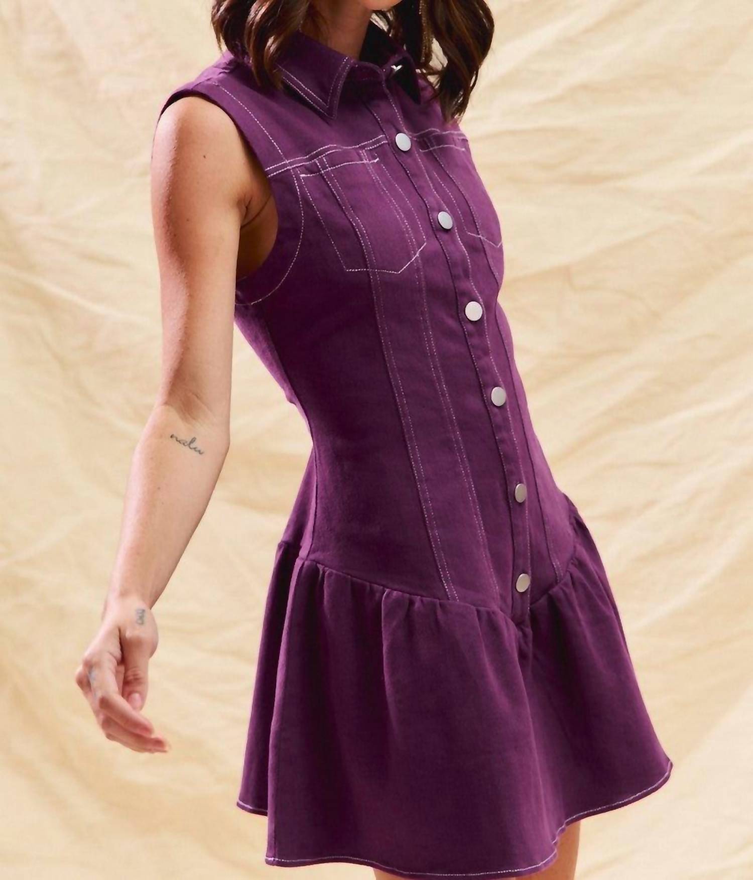So Me - Burke Button-front Mini Dress