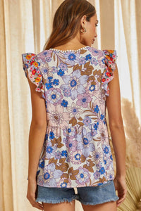 Andree By Unit - Babydoll Embroidered Pom Pom Top