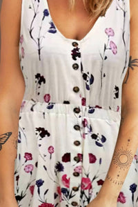 Double Take - Scoop Neck Buttoned Sleeveless Magic Mini Dress