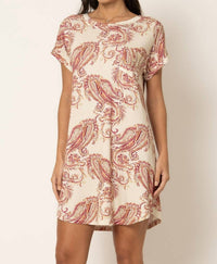 Mari M Lingerie Printed Short Sleeve Sleepshirt in paisley - women's item