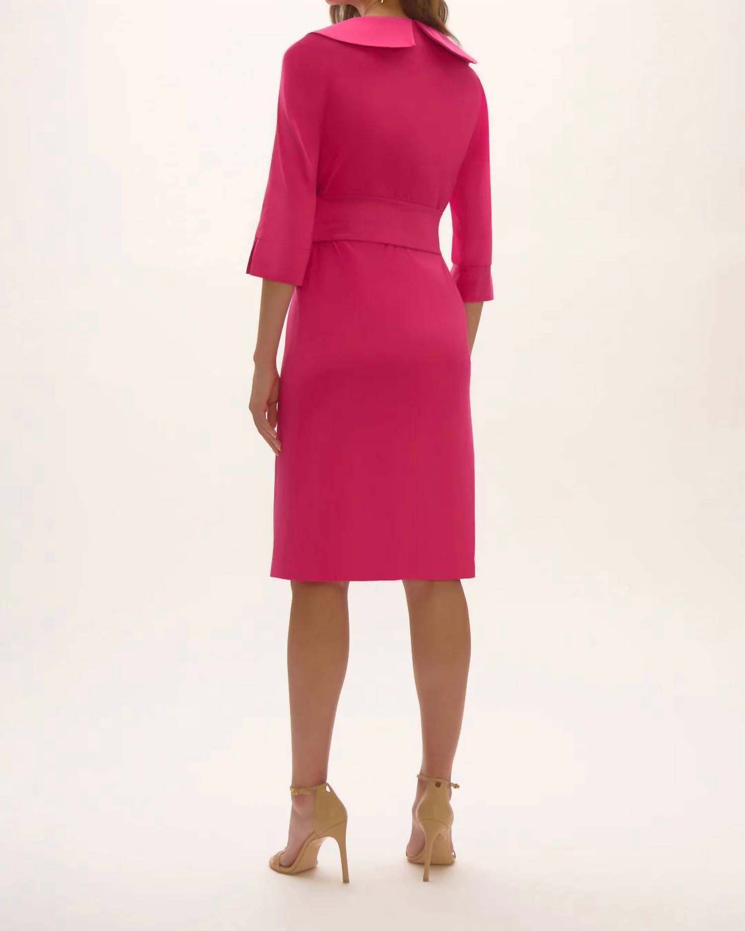 Joseph Ribkoff - Geranium Stretch Taffeta Sheath Dress with Sash Belt