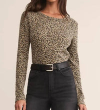 Z Supply Thermal Long Sleeve Top in arlet animal print - women's long sleeve top