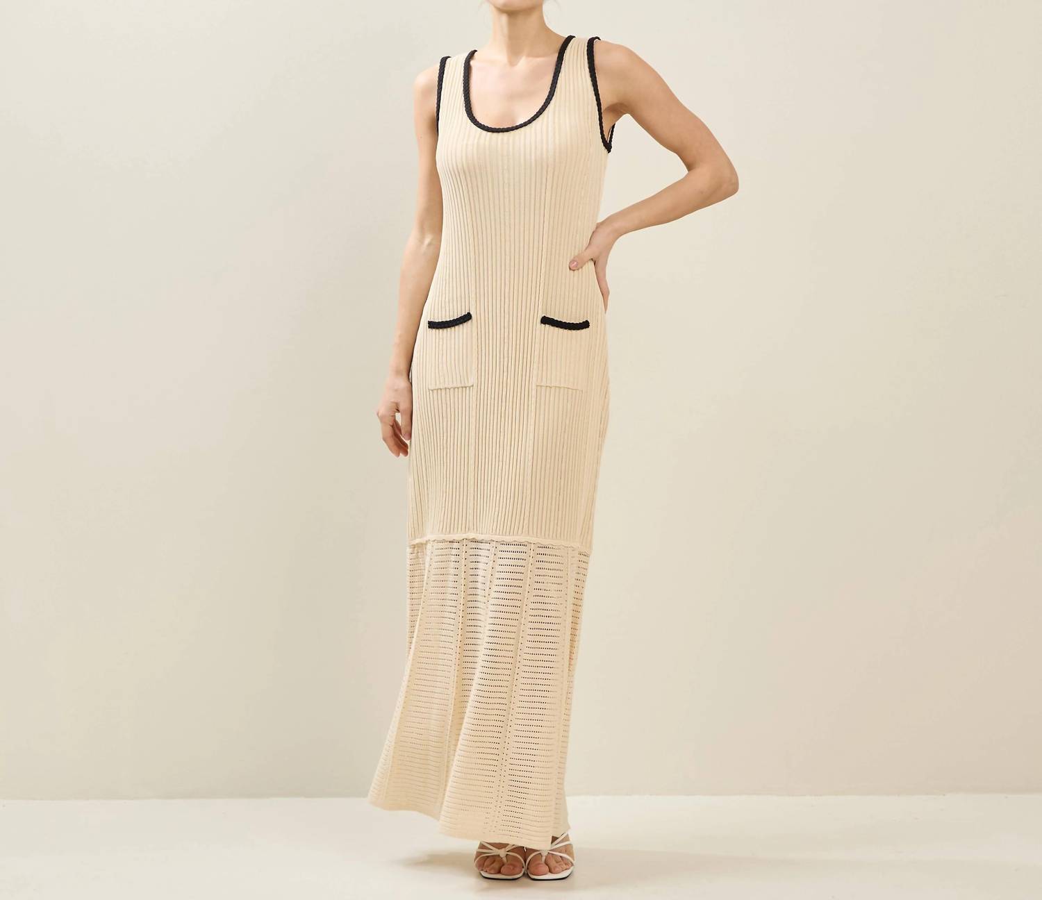 Able - Contrast Trim Knit Maxi Dress