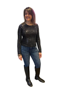 Reneec. - Sequins Long Sleeve Crop Top
