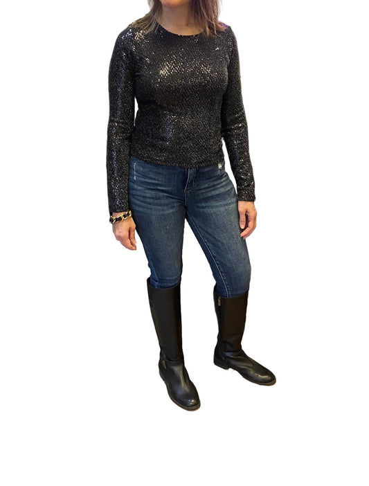 Reneec. - Sequins Long Sleeve Crop Top