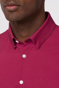 Mizzen + Main Leeward Long Sleeve Dress Shirt in mulberry dot - men's long sleeve top - alternate view