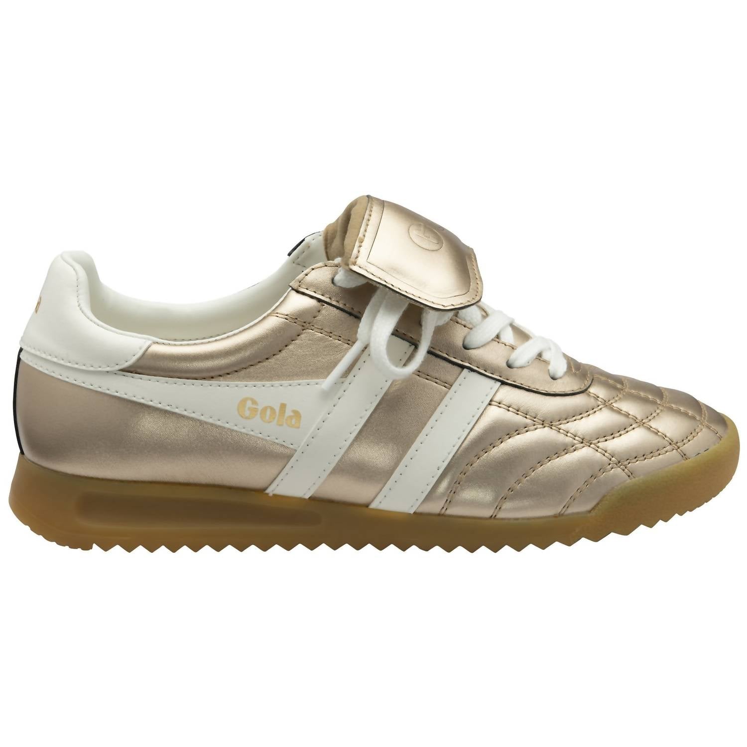 Gola Women's Stadium '86 Sneaker in gold and off white - women's sneaker - detail view