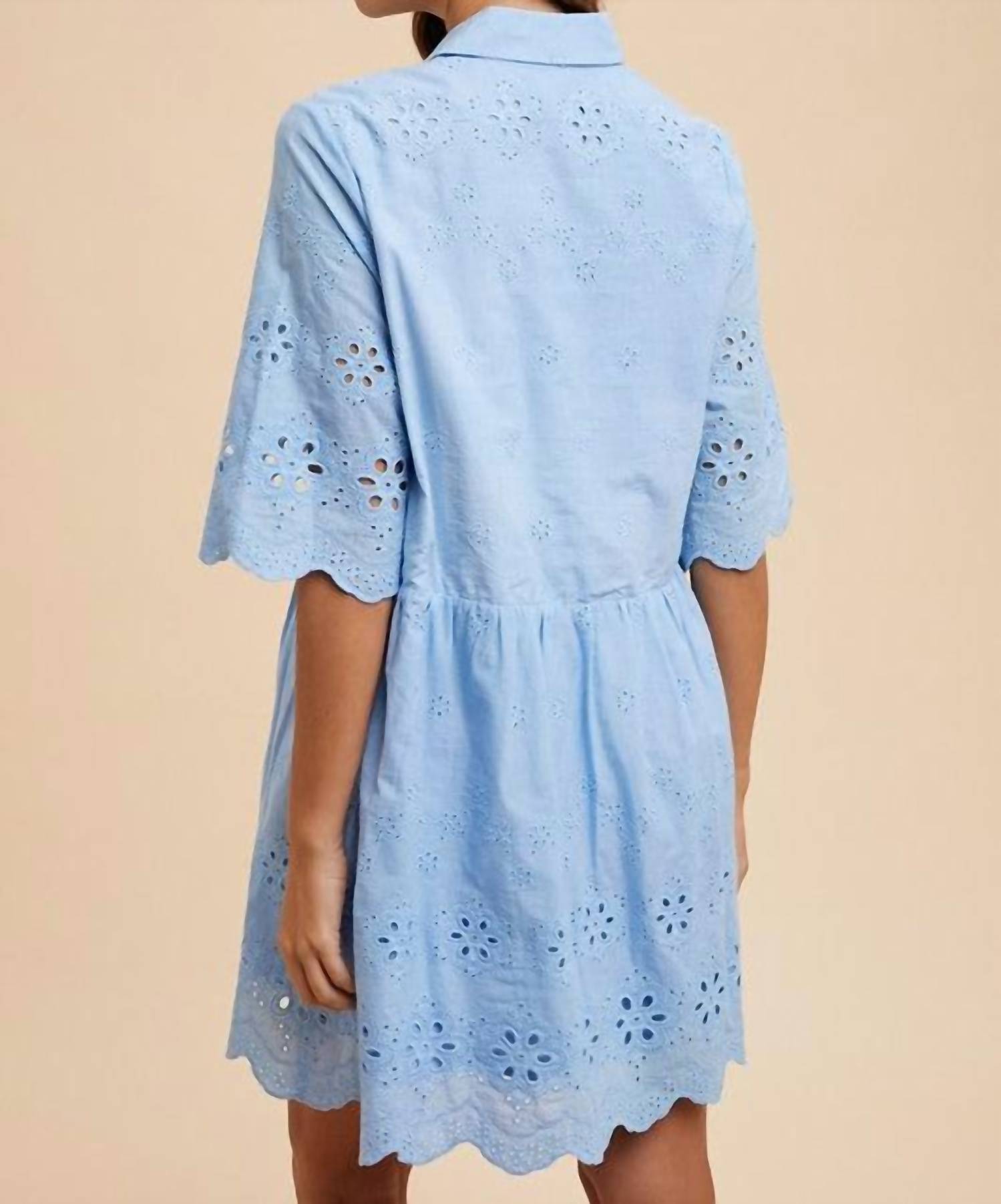 Anniewear - Dina Embroidered Scallop Edge Mini Dress