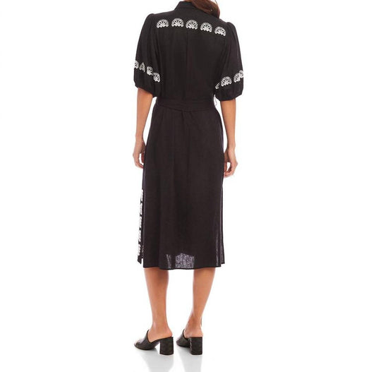 Karen Kane - Women's Puff Sleeve Embroidered Shirtdress