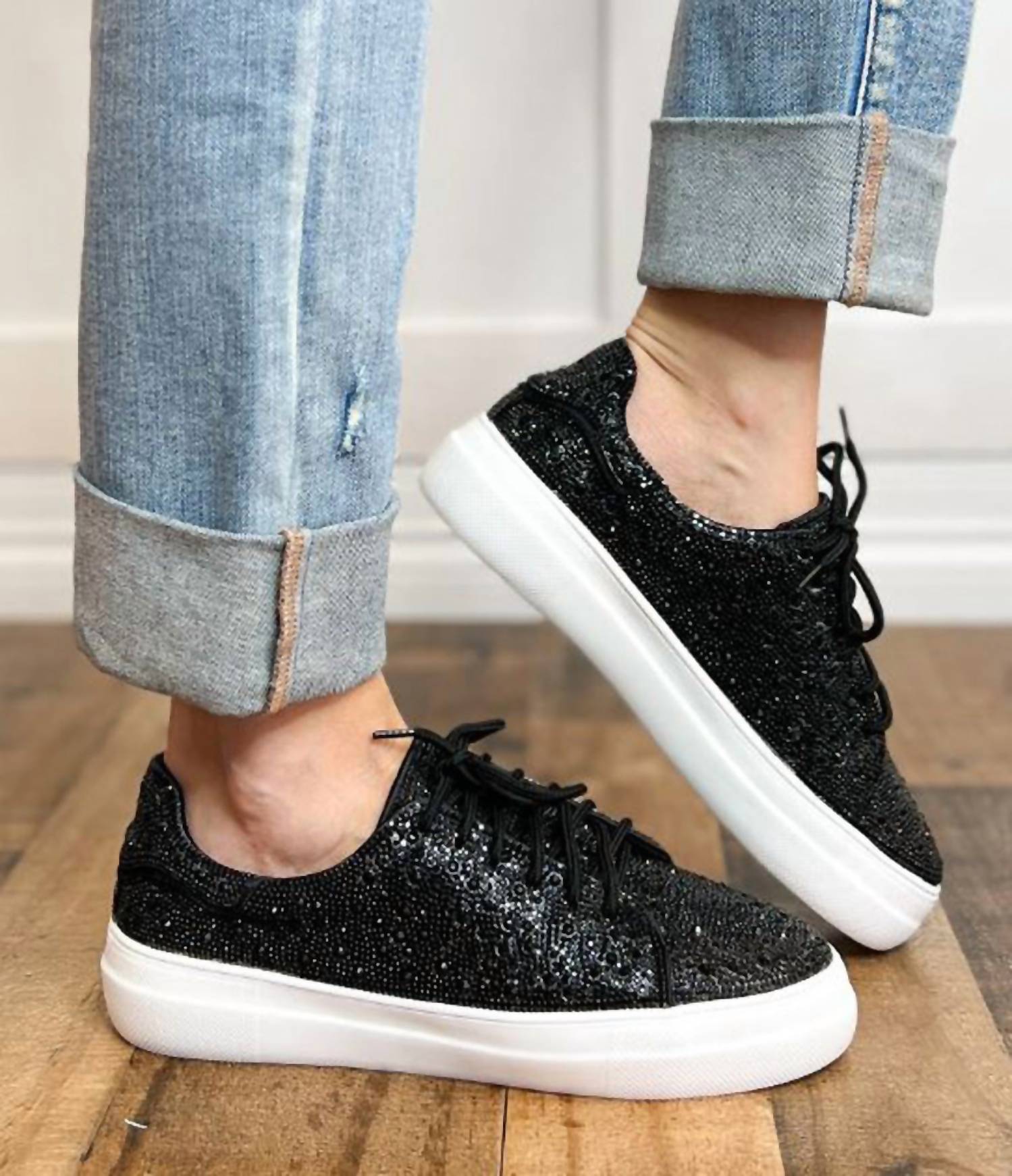 Hey Girl By Corkys - Women's Bedazzle Rhinestone Lace Up Tennis Shoes