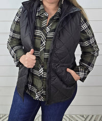 Keren Hart Quilted Cinch Zipper Vest in black - women's jacket