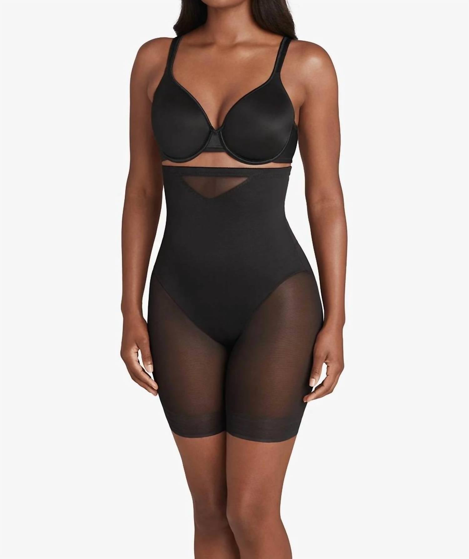 Miraclesuit Sexy Sheer Shaping Hi-waist Thigh Slimmer in black - women's intimate - alternate view