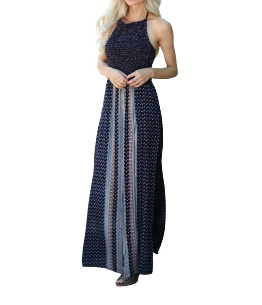 Angie - Twin Print Halter Maxi Romper