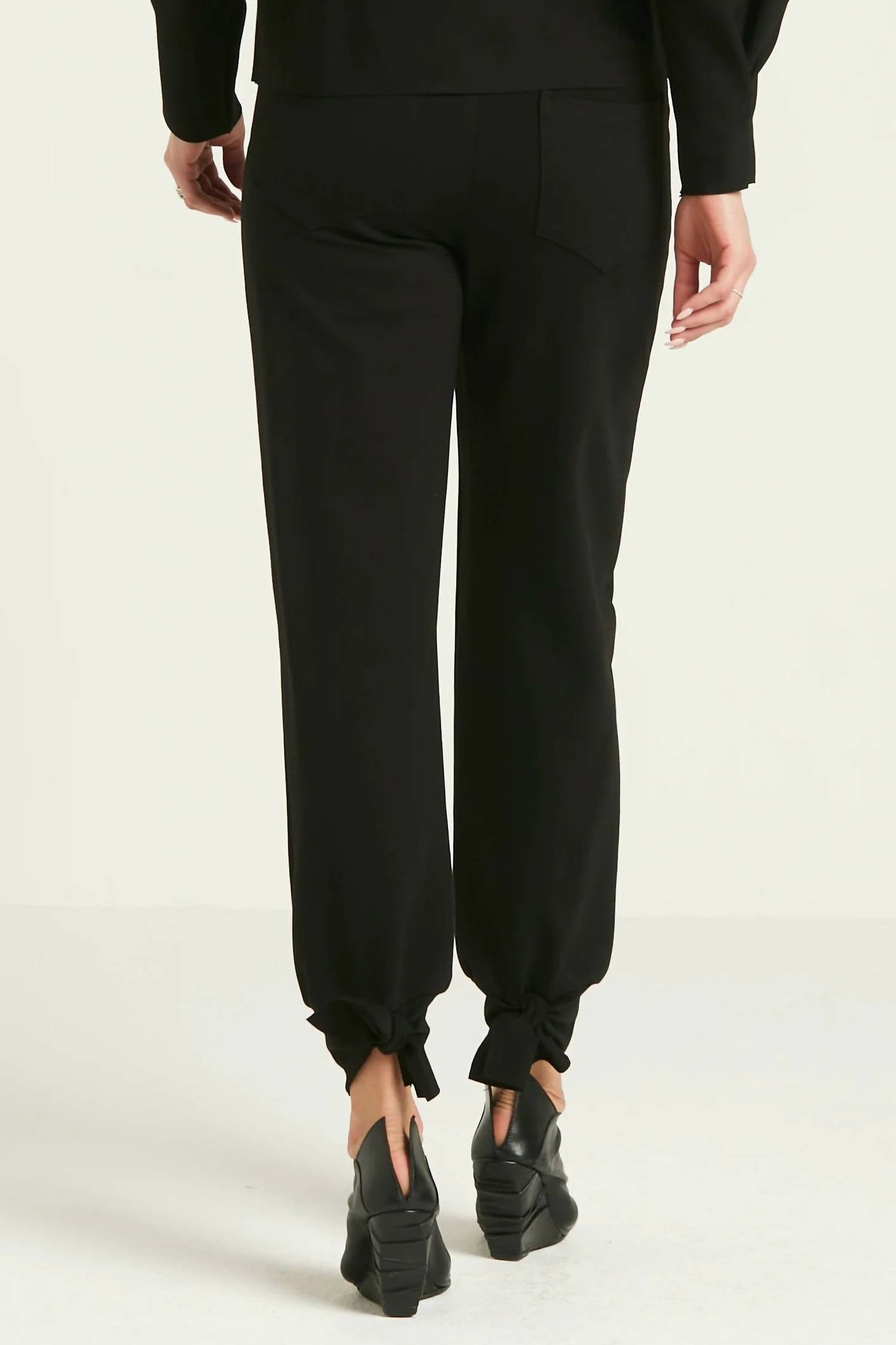 PLANET by Lauren G. Scuba Tied Up Pants in black - women's pants - alternate view
