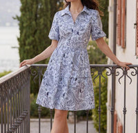 Karen Kane - Puff Sleeve Tiered Shirtdress - Petite