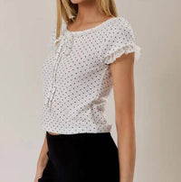 Sunday Edition - Boat Neck Polka Dot Top