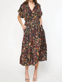 Entro - Satin Printed Midi Dress