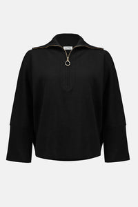 Joseph Ribkoff - Sweater Knit Boxy Pullover With Zip Collar