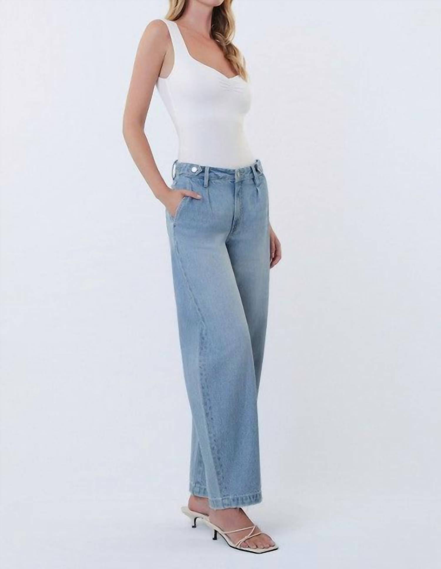 Vervet By Flying Monkey - High Rise Pleated Waist Barrel Jeans