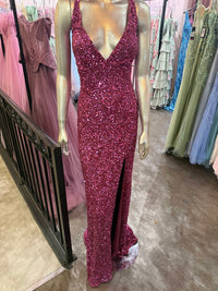 Scala - Women's Sequin lace up back gown