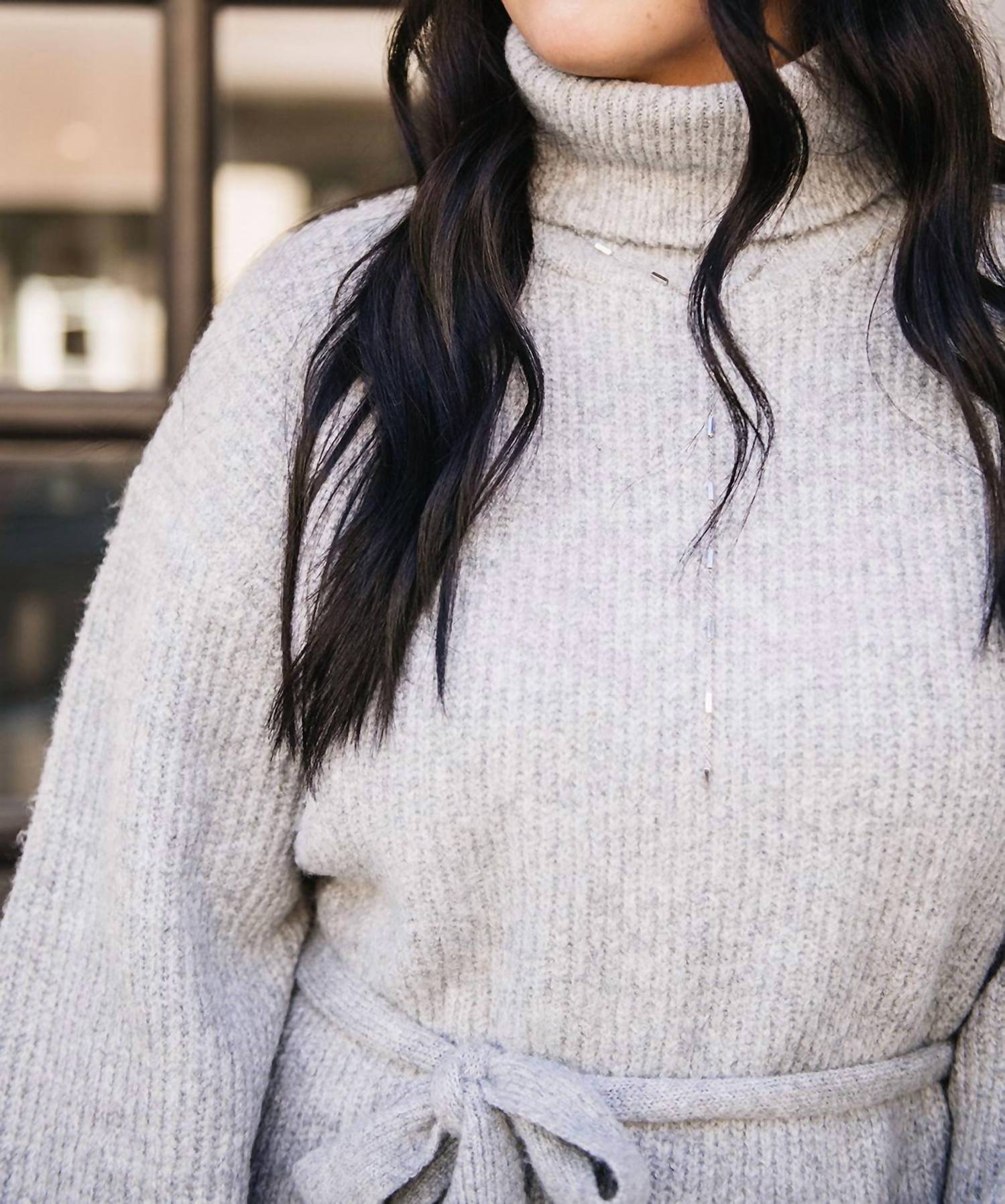 Crescent - Turtleneck Tie Waist Dress
