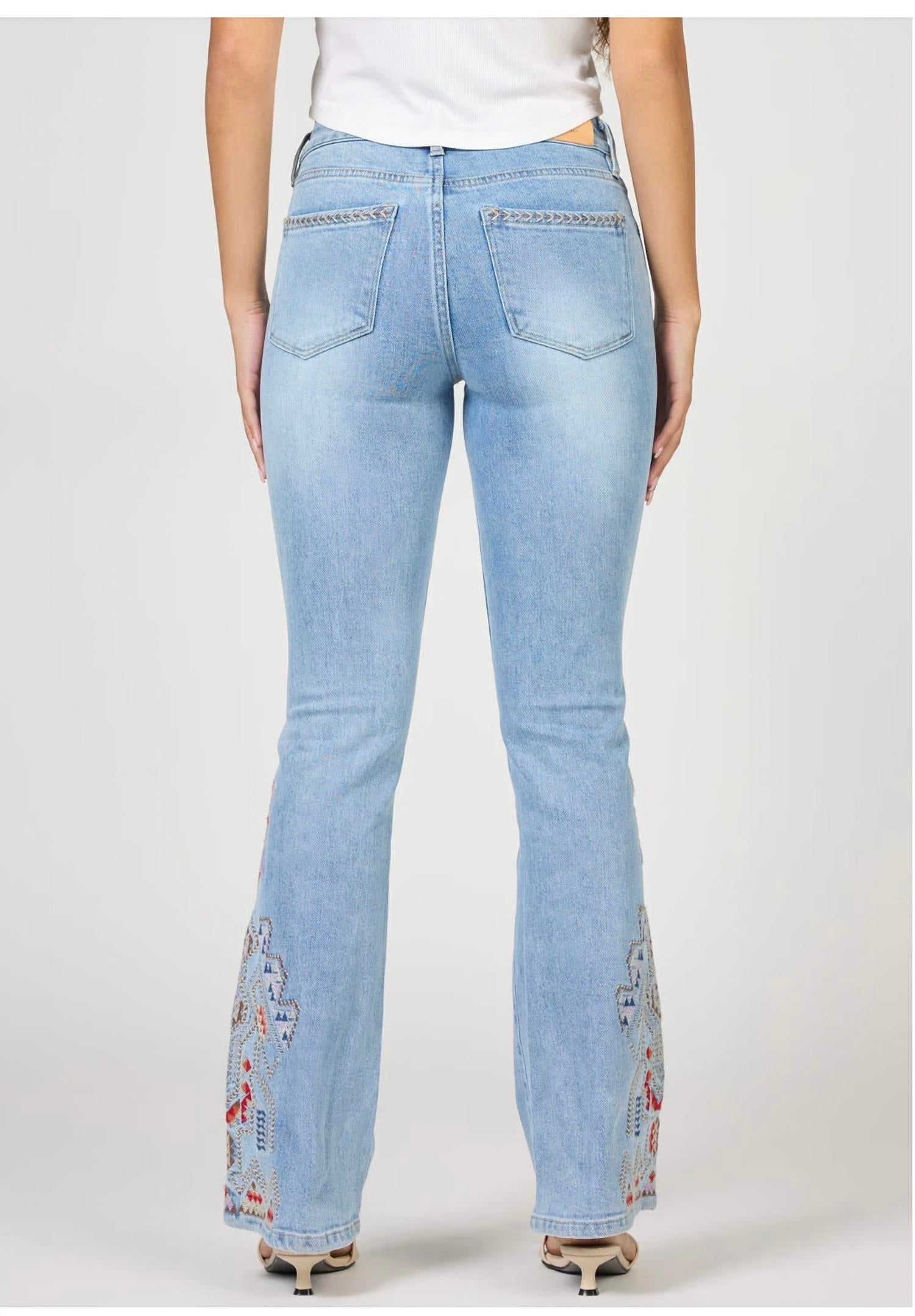 DEAR JOHN DENIM Jaxton Mid Rise Embroidery Jean in santa fe - women's jeans - detail view