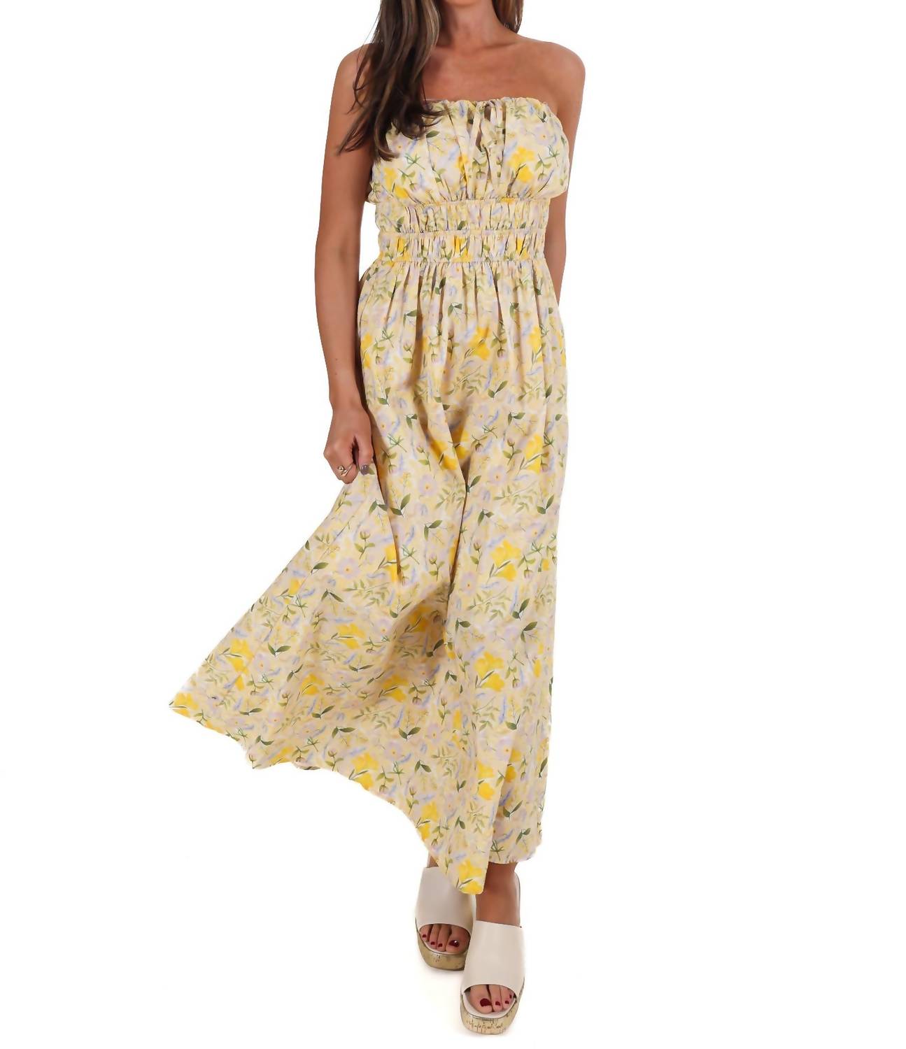 In February Lemon Blossom Tube Midi Dress in lemonade - women's dress - view 5