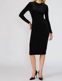 STEVE MADDEN Hailee Studded Velvet Midi Dress in black - women's dress - detail view