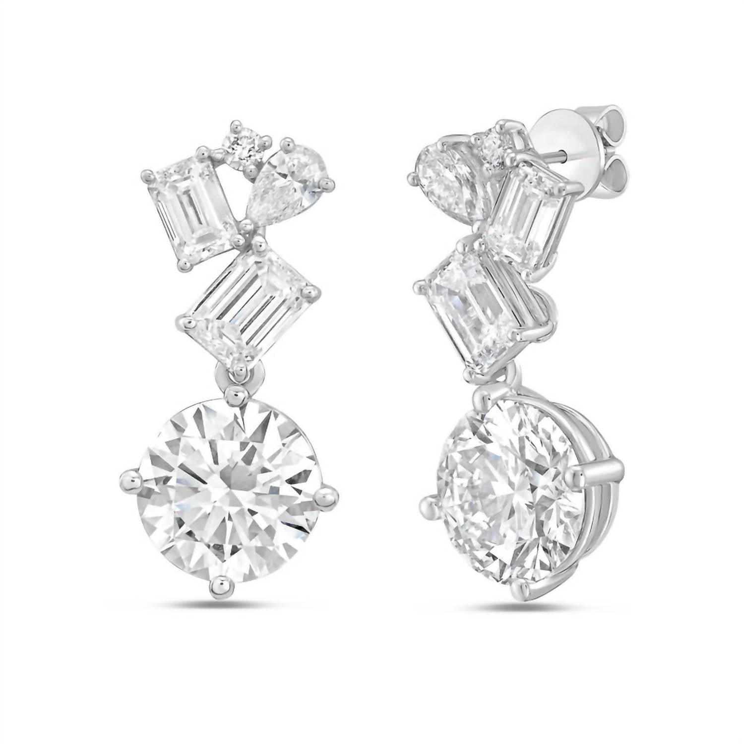 Diana M Jewels - Women's Emerald, Pear & Round Lab-Grown Diamond Stud Earrings (8.00 Ct) - Elegant Plus
