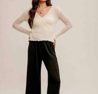 Hem & Thread - Pointelle Tie Waist Sweater