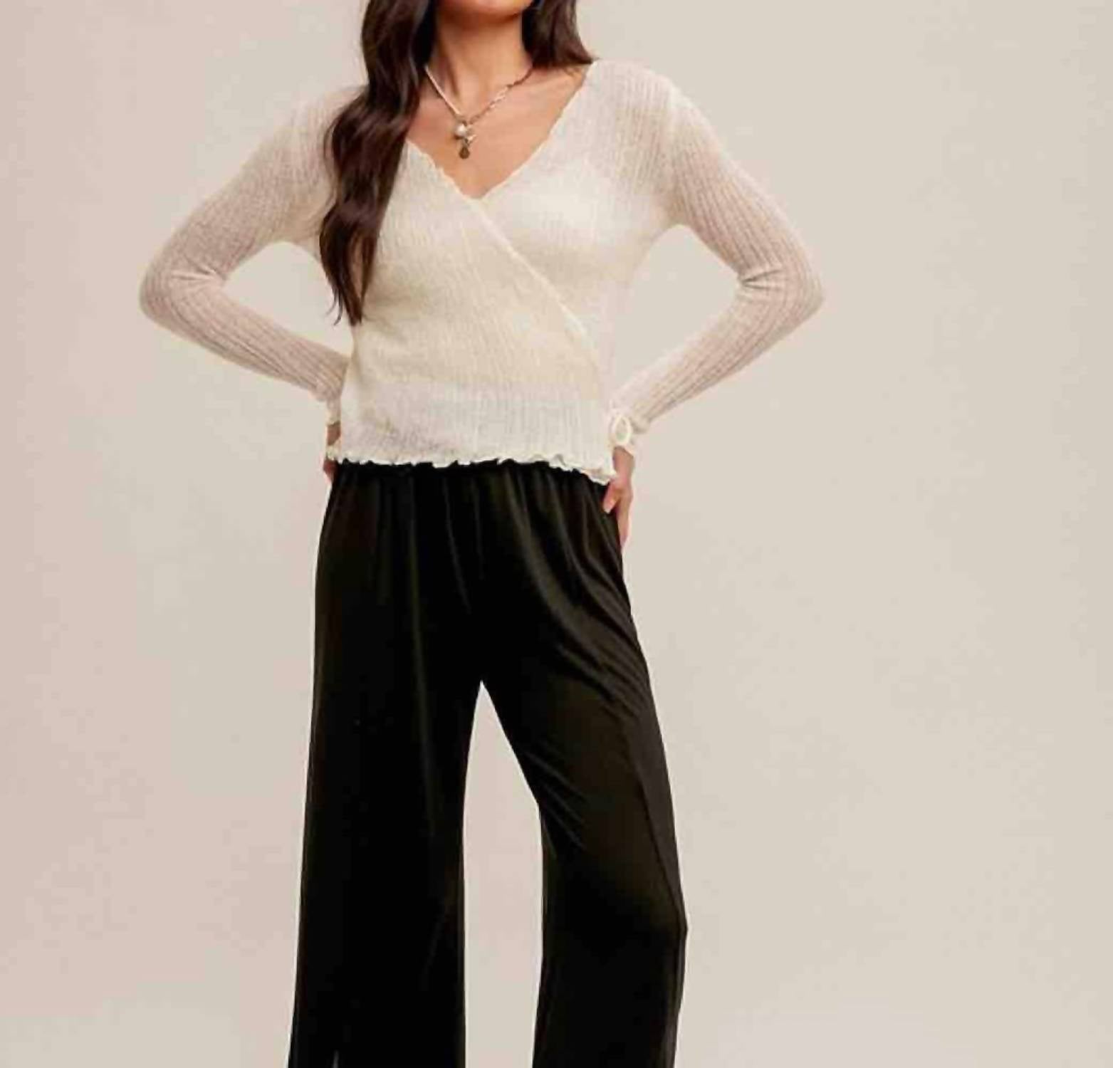 Hem & Thread - Pointelle Tie Waist Sweater