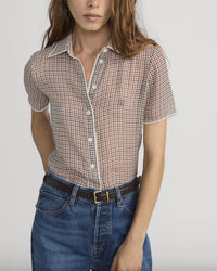 FRAME Houndstooth Collared Top in multi - women's blouse
