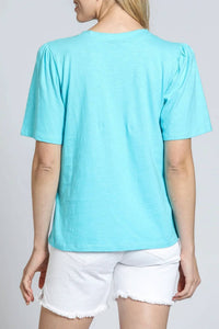 Apny - Split Neck Tee With Short Sleeve