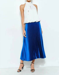 Ina Fashion - Satin Pleated Long Midi Skirt