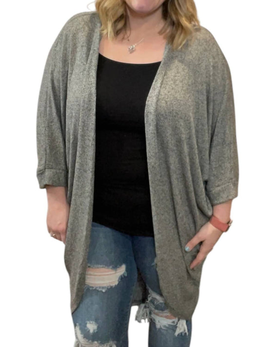 She + Sky - Long Rounded Hem Cardigan