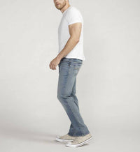 Silver Jeans Co Allan Slim Fit Slim Straight Leg Jeans in indigo - men's jeans - detail view