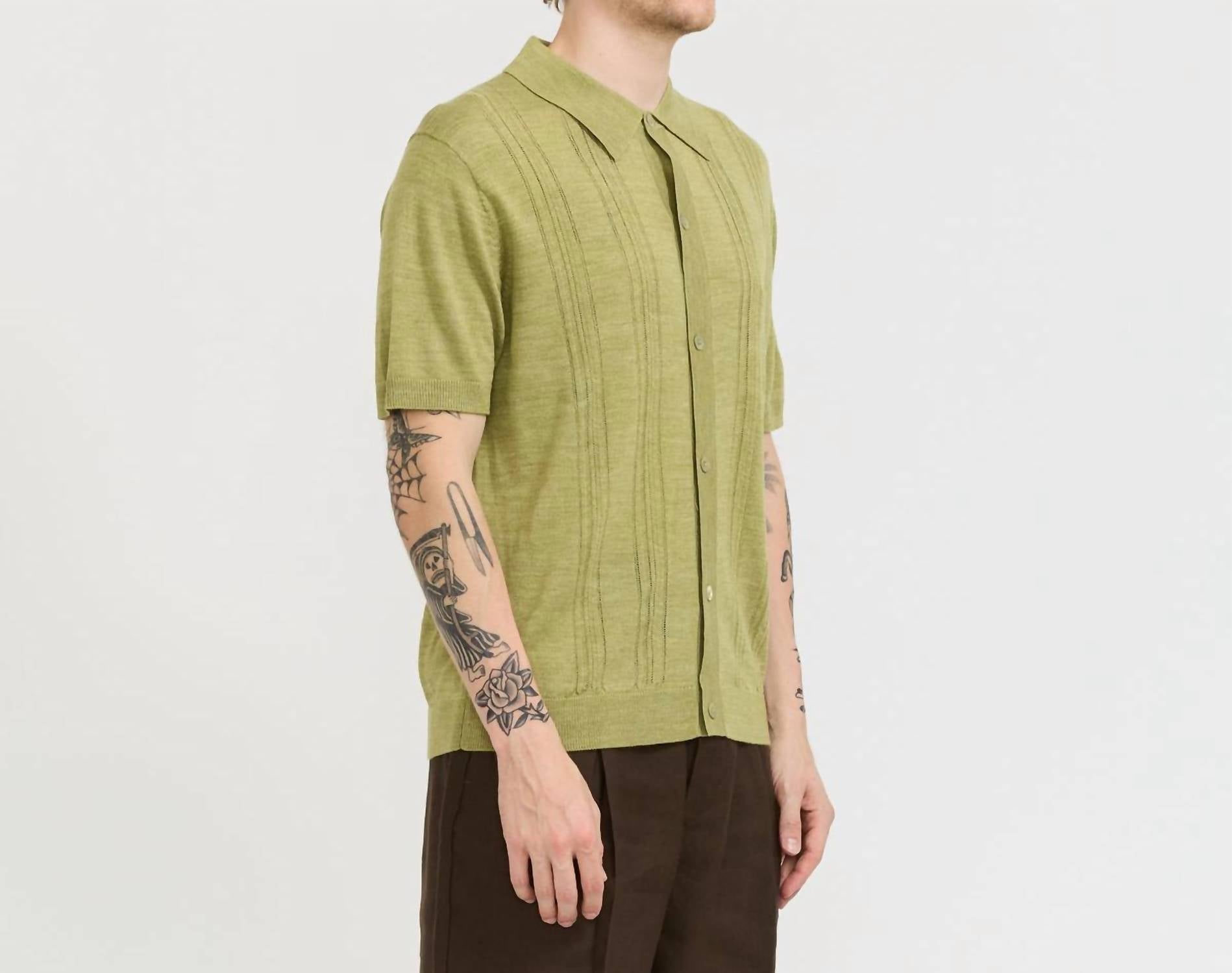 NN07 Thor Short Sleeve Cardigan in evergreen - men's sweater - alternate view