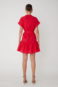 js71 Albany Mini Dress in red - women's dress - detail view