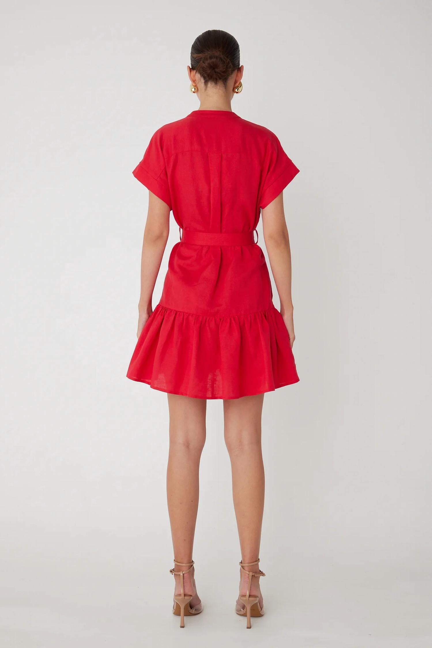 js71 Albany Mini Dress in red - women's dress - detail view