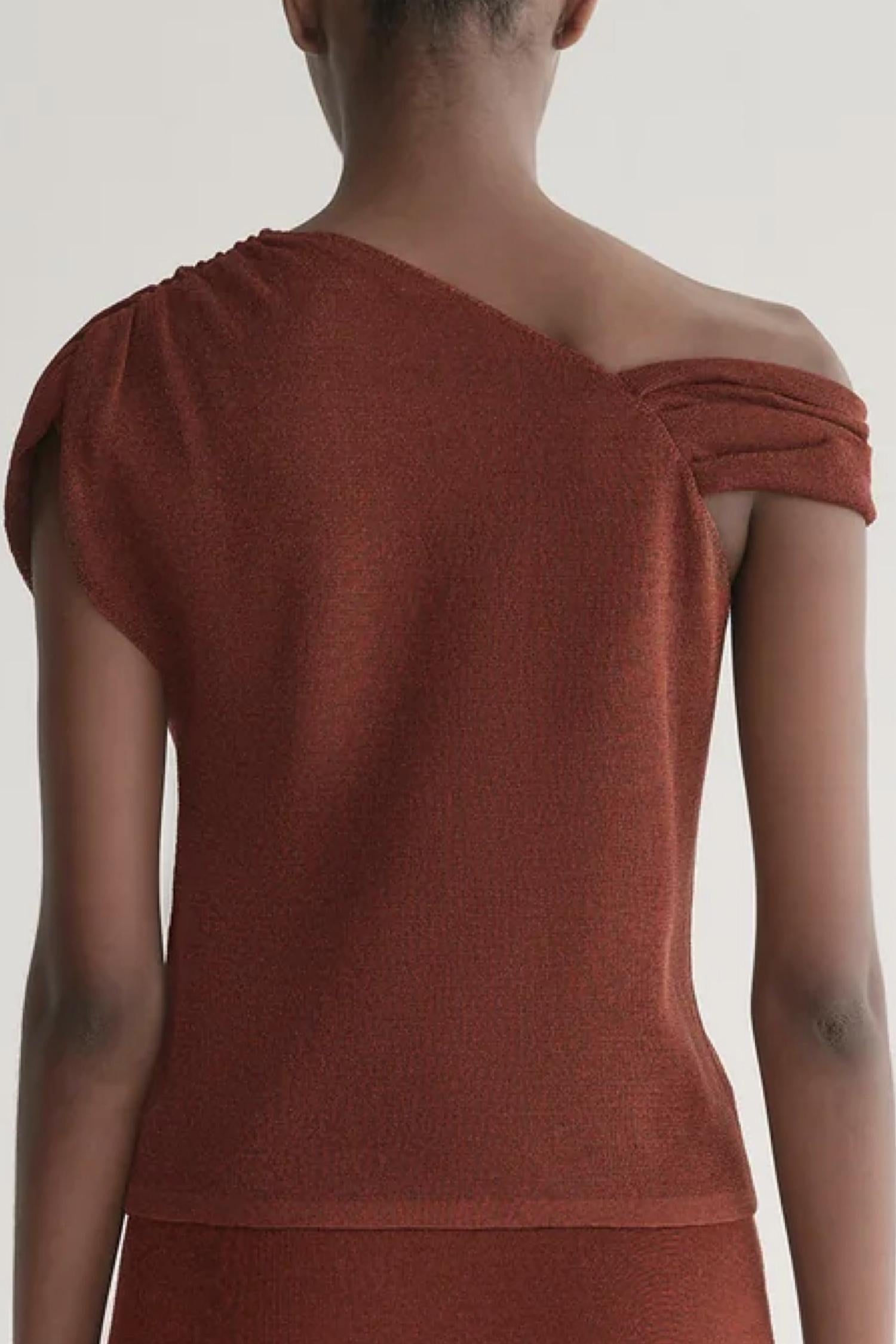 A.L.C. Mona Top in rust - women's shirt - detail view