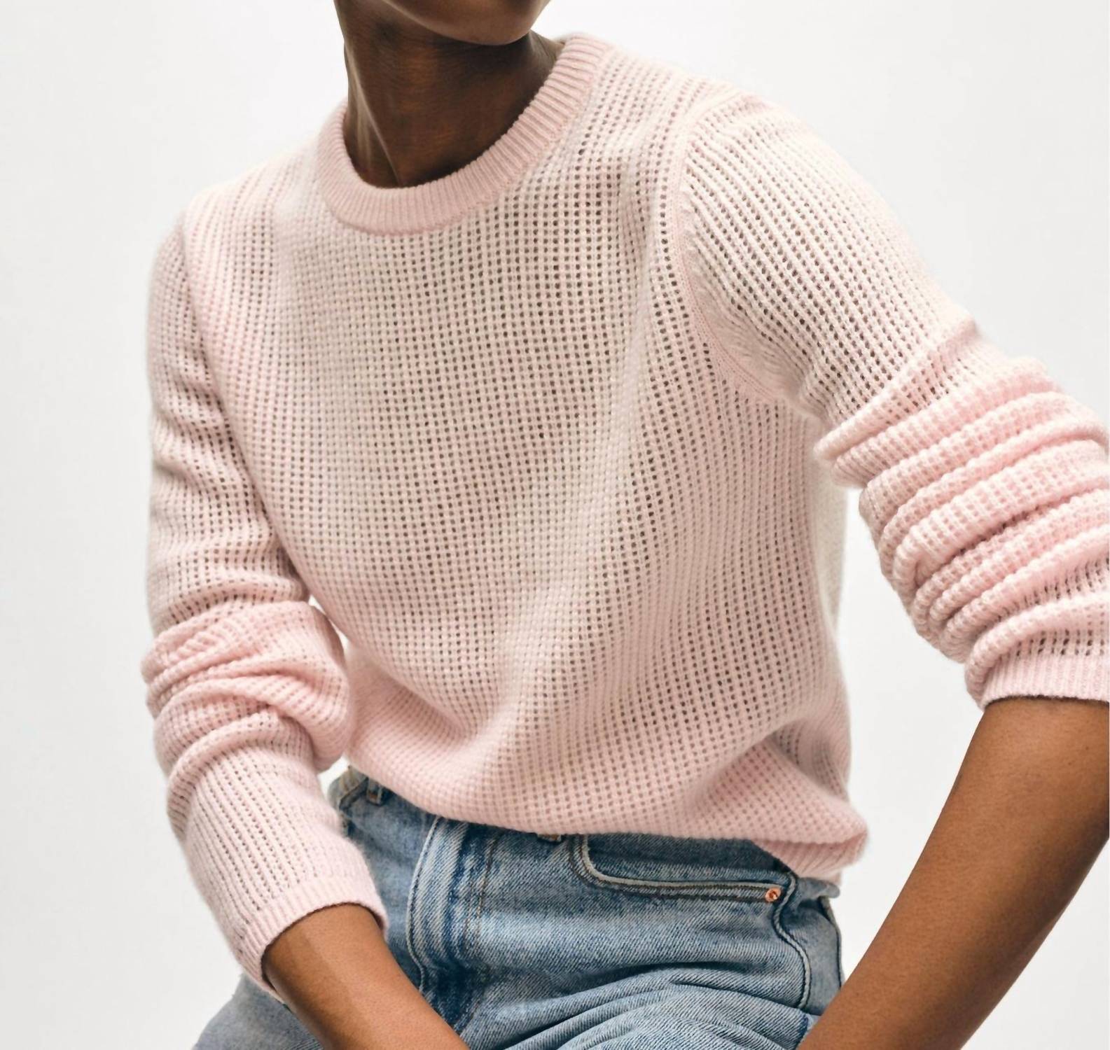White + Warren - Cashmere Waffle Mesh Crew Top