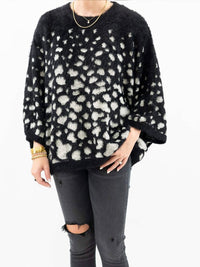Davi & Dani - Spotted Fuzzy Cape Style Sweater