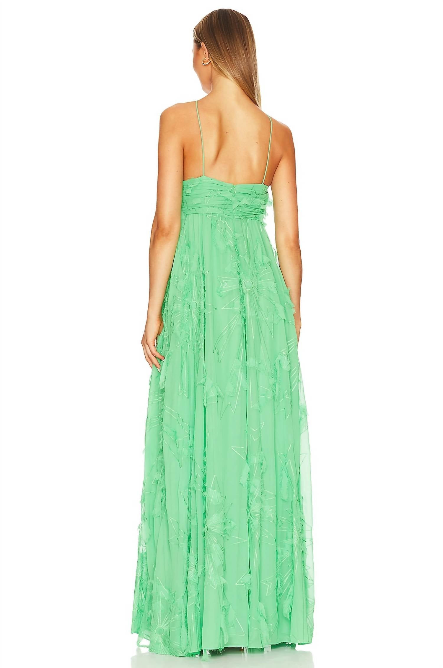 ALEXIS Sole Maxi Dress in emerald - women's dress - detail view