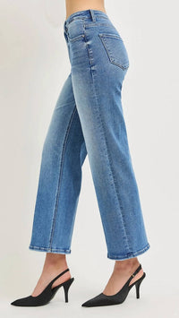 Risen - High Rise Tummy Control Full Length Straight Jeans